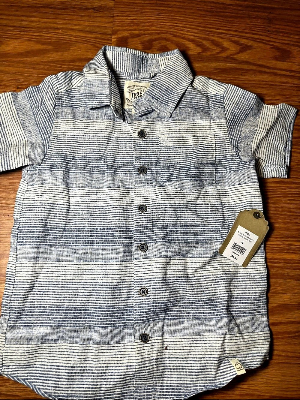 True Craft Kids Blue & White Striped Romper NWT